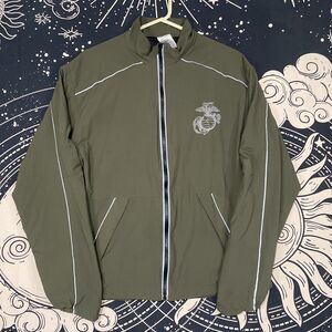 New Balance USMC Athletic Running Jacket Mens Medium Green Military Activewear